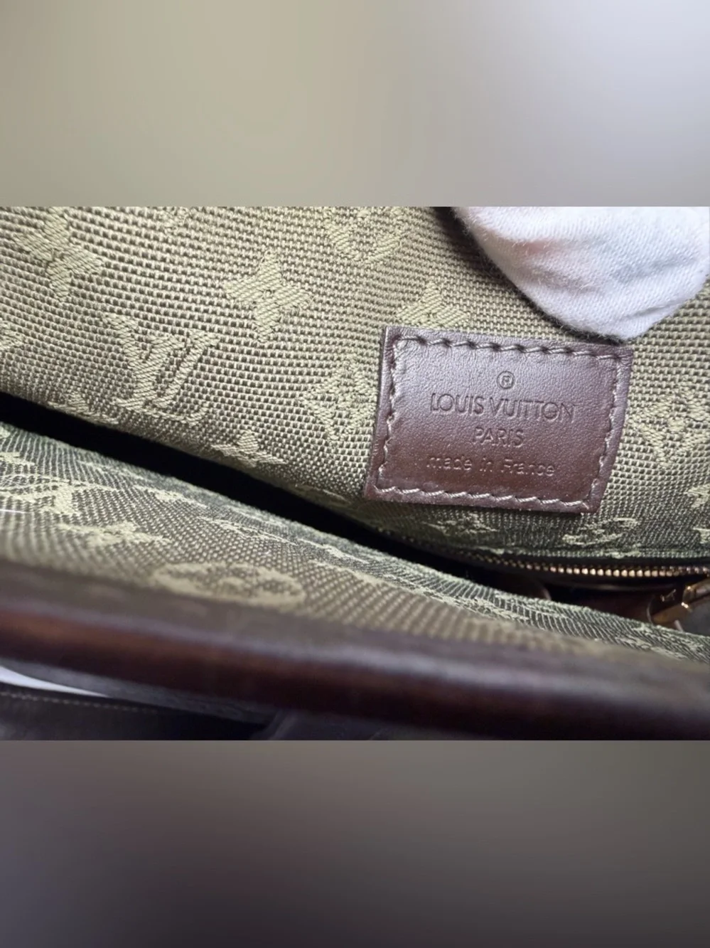 COA included - Louis Vuitton Mini Lin Monogram Shoulder Bag in Olive Green